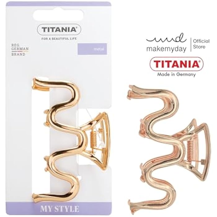 Titania 8264 Wave Metal Hair Clip, 9 cm x 2 cm Size, Gold
